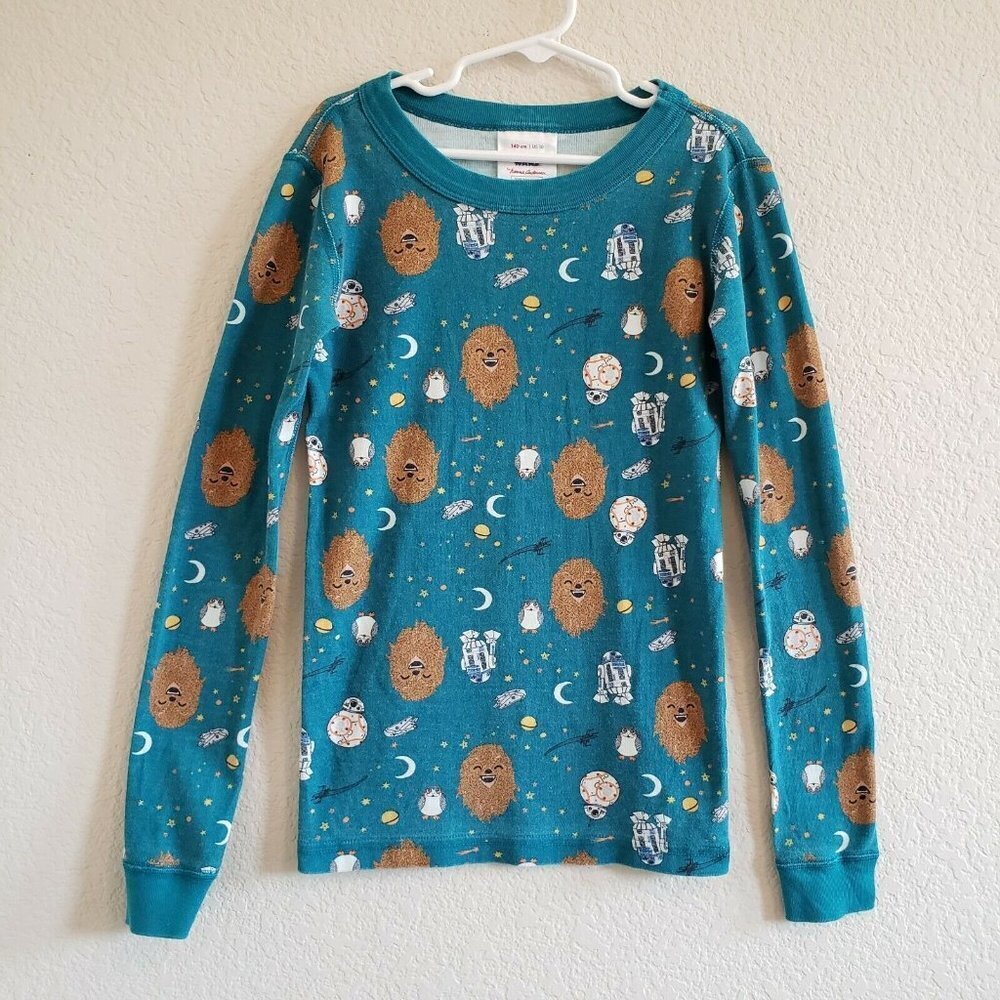 Hanna Andersson Star Wars Christmas Chewbacca R2D2 Teal Organic Pajama Top 10